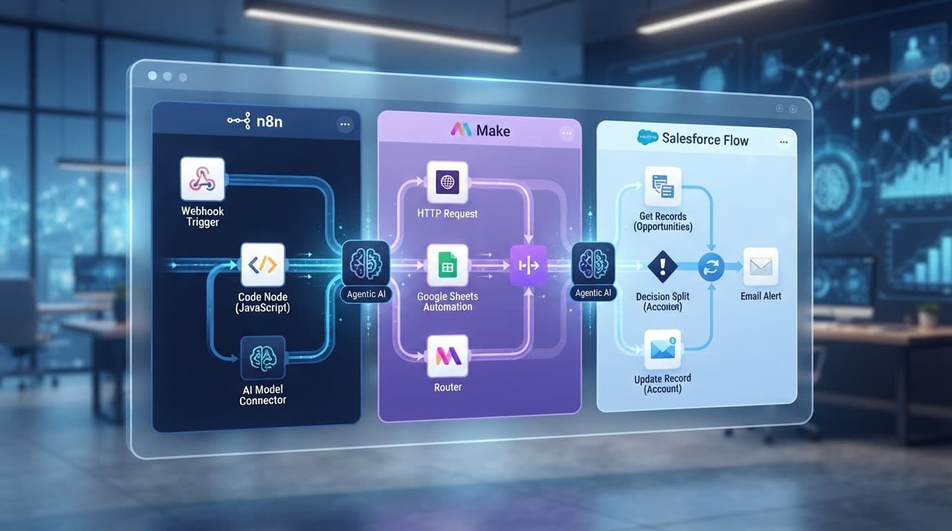 AI Workflow Automation Roadmap 2026: How to Master n8n, Make, and Salesforce Flow for High-Paying Agentic AI Jobs